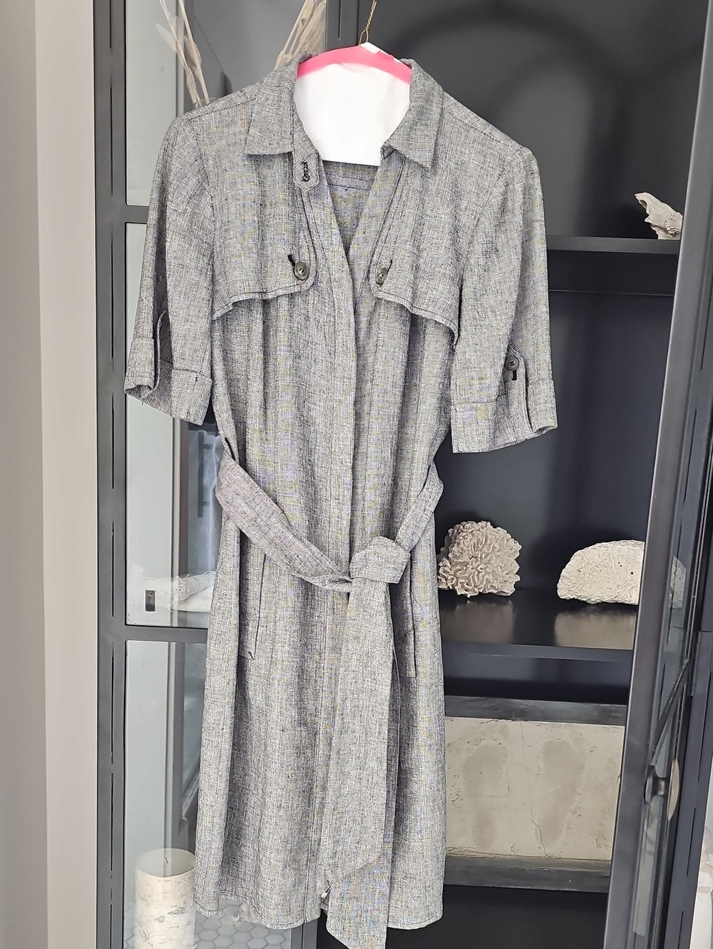 The Limited Gray Belted Shirt Midi Dress - Women